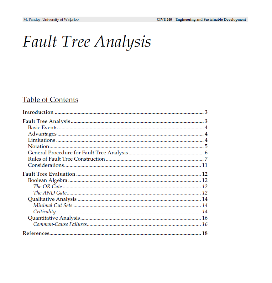 Fault Tree Analysis