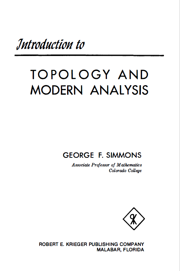 TOPOLOGY AND MODERN ANALYSIS
