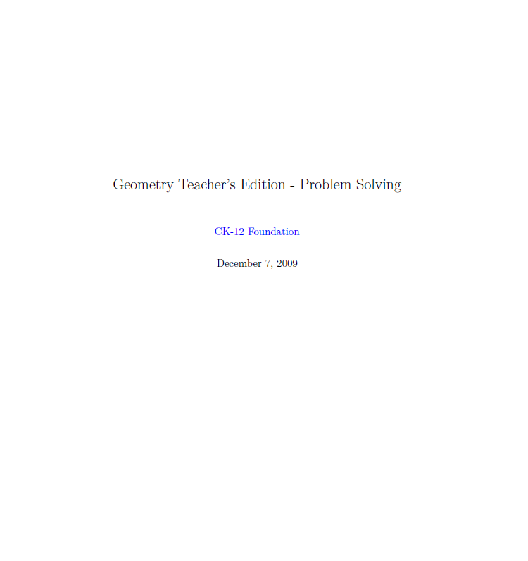 Geometry Teacher’s Edition - Problem Solving