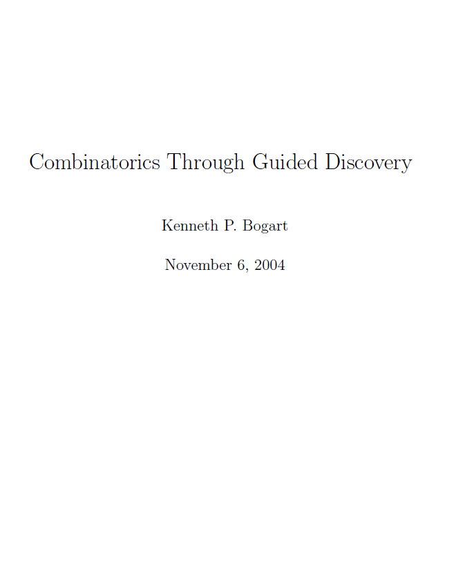 Combinatorics Through Guided Discovery