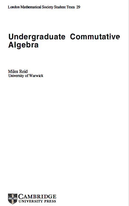 Undergraduate Commutalive Algebra