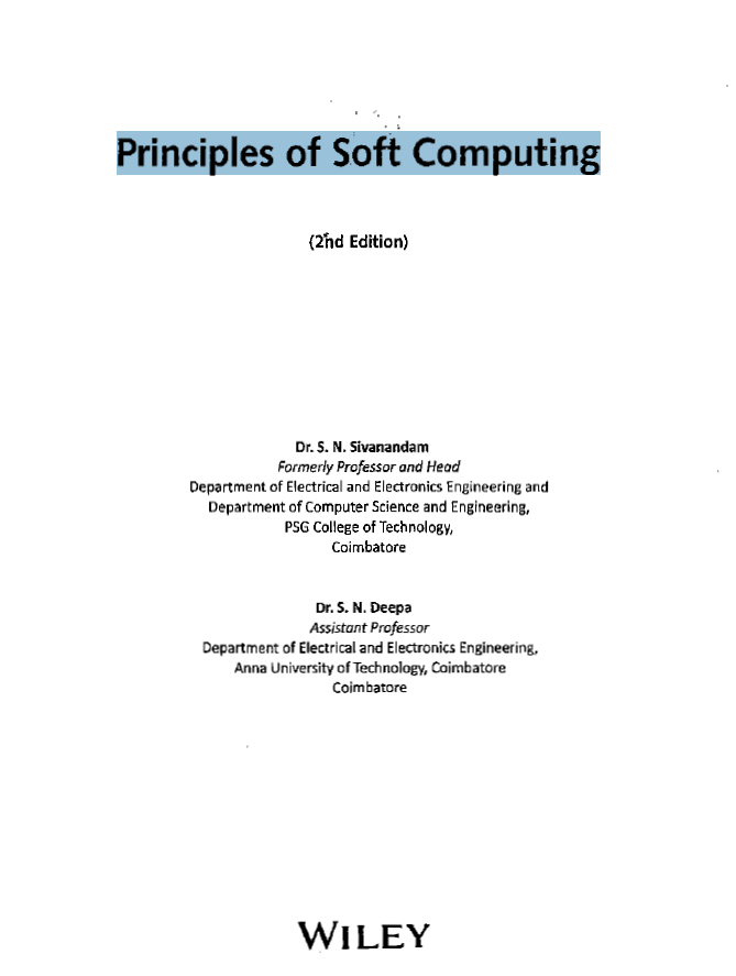 Principles of S.oft Computing