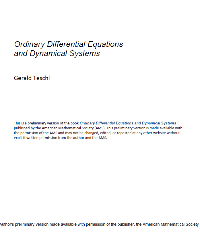 Ordinary Differential Equations and Dynamical Systems