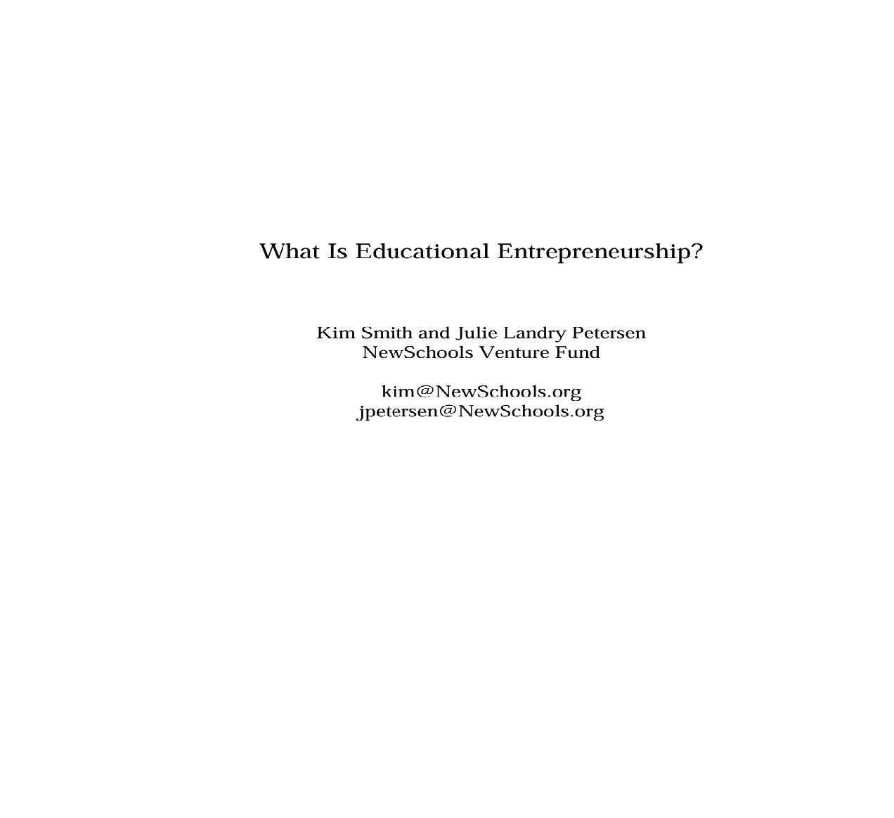 What Is Educational Entrepreneurship Cover