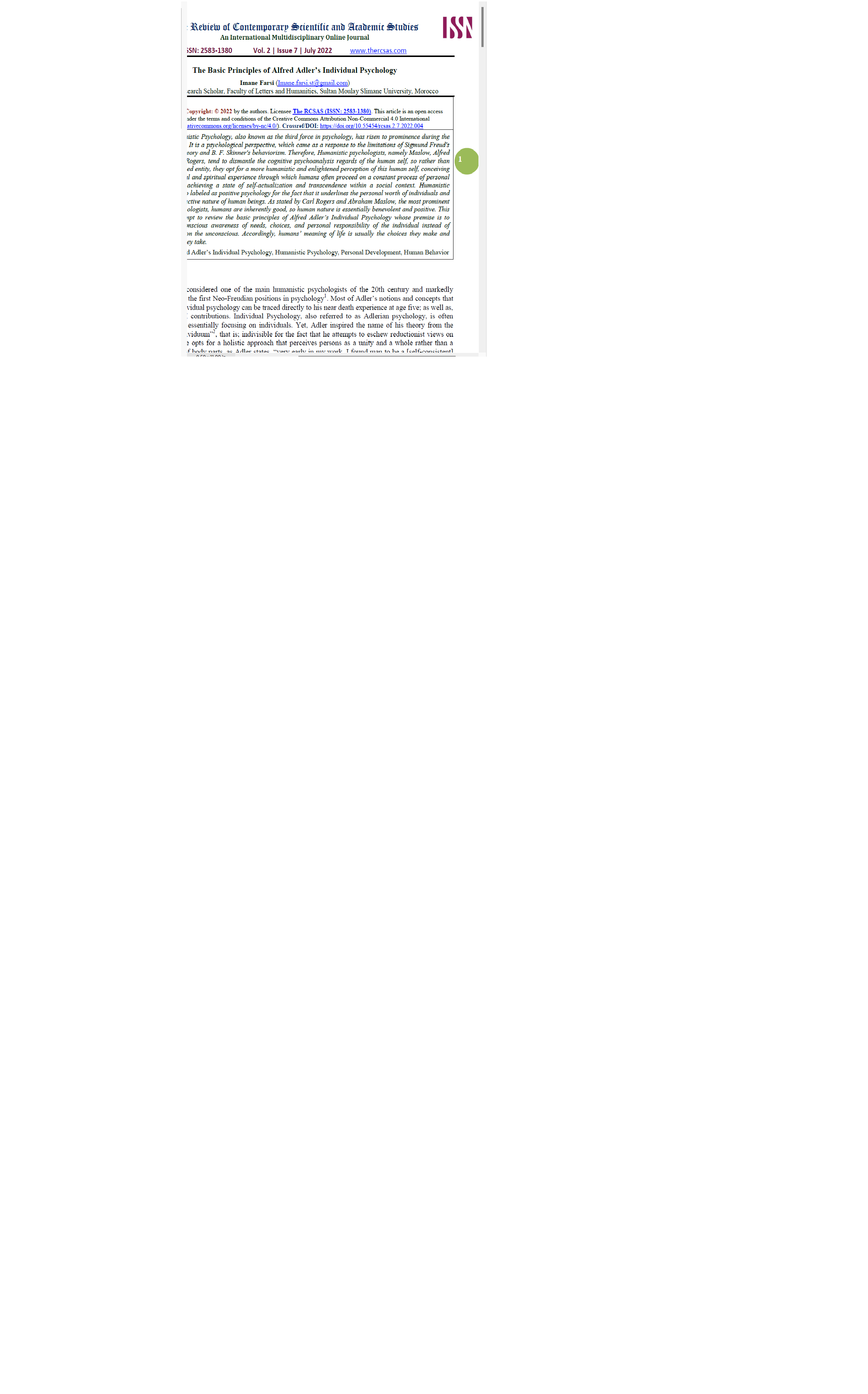 The Basic Principles of Alfred Adler’s Individual Psychology Cover