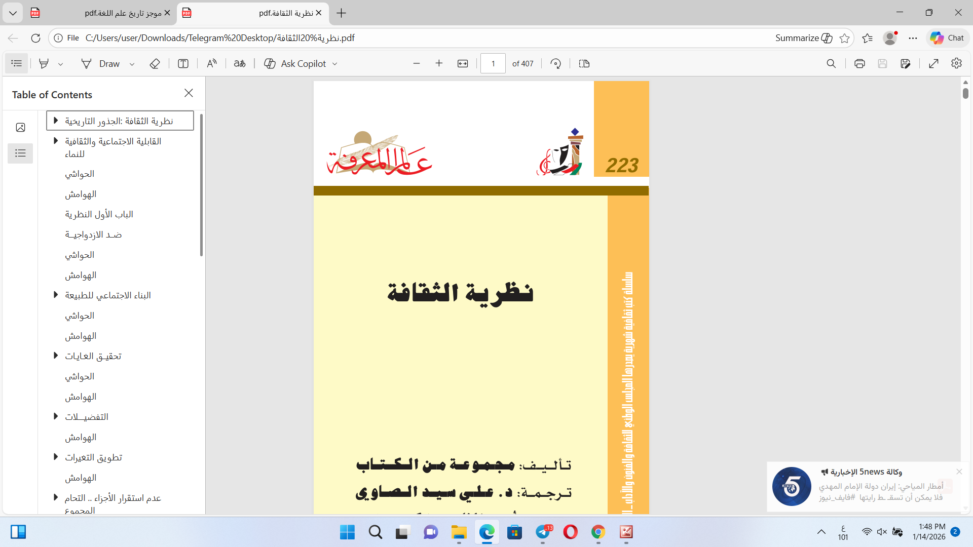 نظرية الثقافة Cover