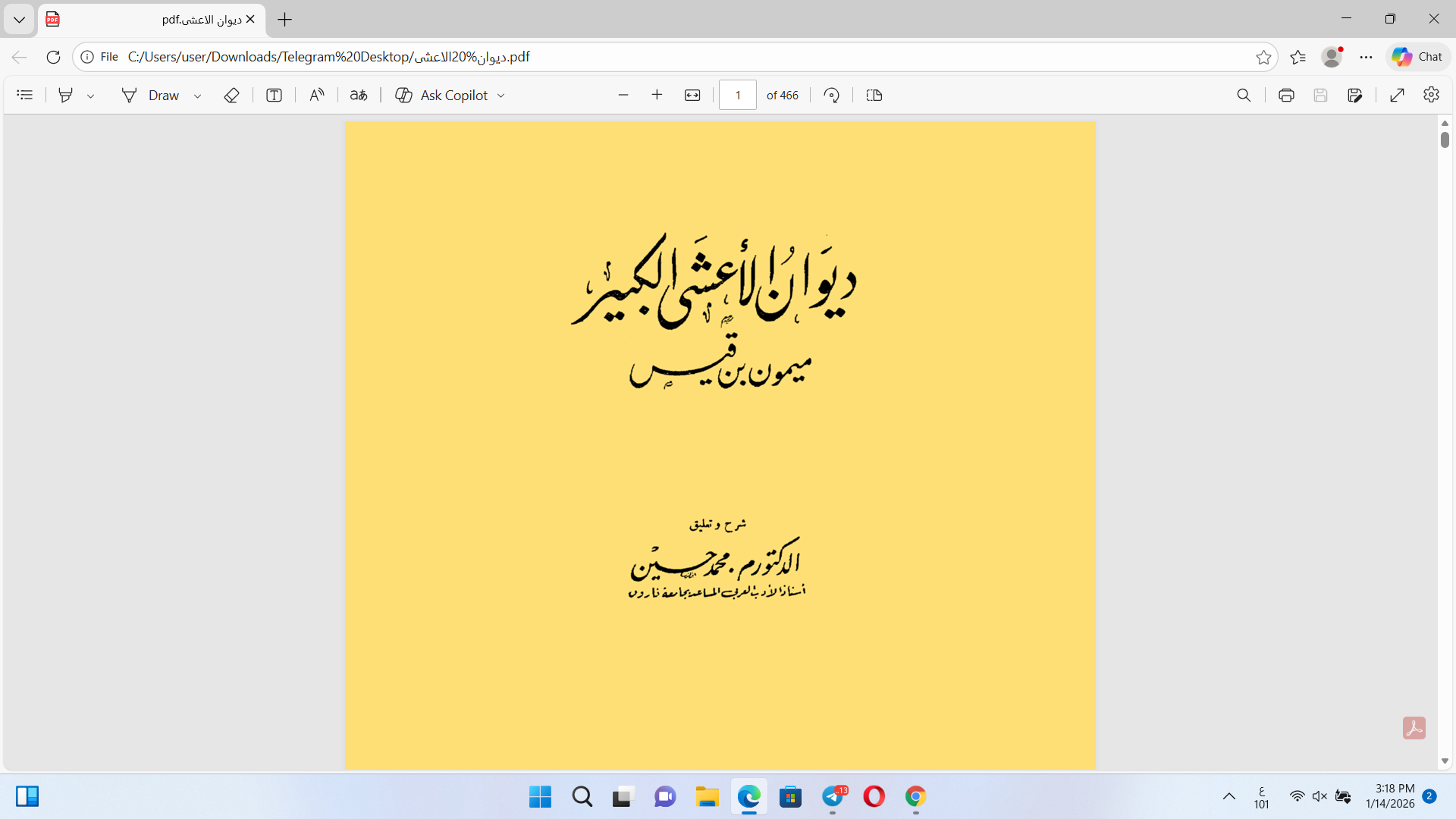 ديوان الأعشى الكبير ميمون بن قيس Cover