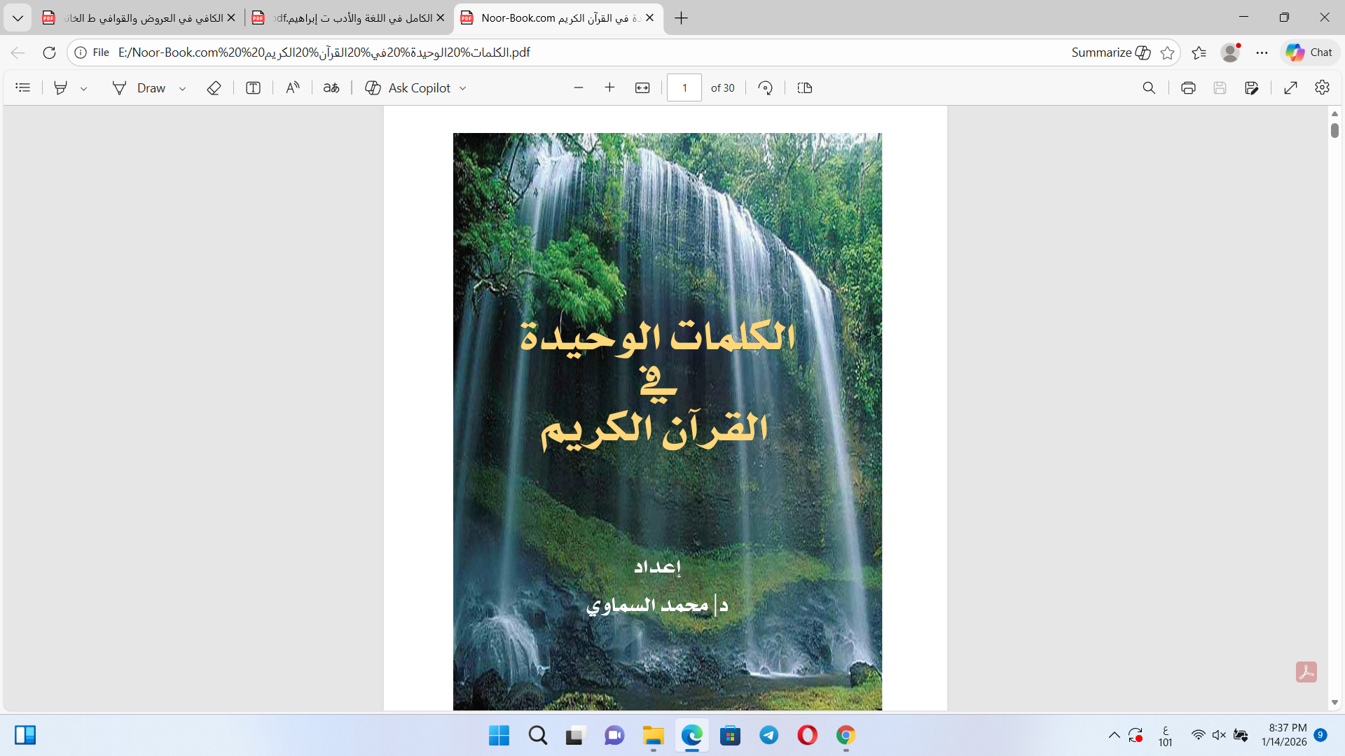 الكلمات الوحيدة في القرآن الكريم Cover