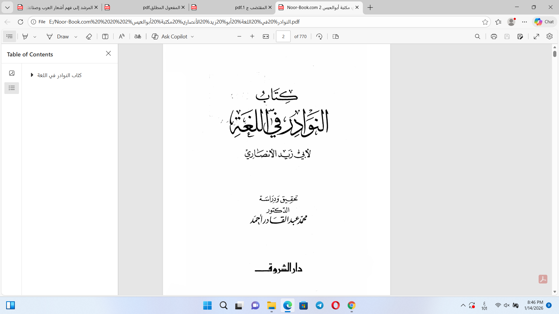 النوادر في اللغة Cover