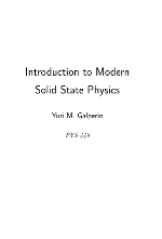 Introduction to Modern Solid State Physics