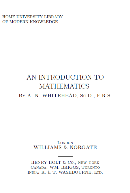 AN INTRODUCTION TO MATHEMATICS