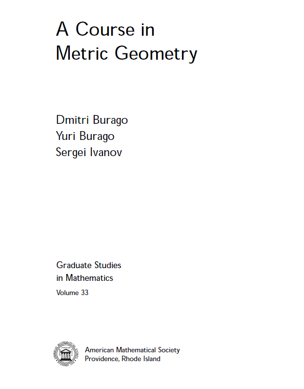 A Course in Metric Geometry