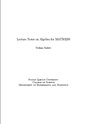 Lecture Notes on Algebra for MATH