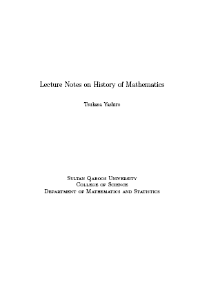 Lecture Notes on History of Mathematics