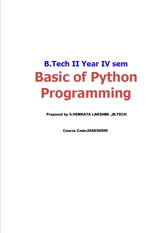 Basic of Python Programming