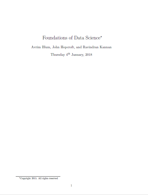 Foundations of Data Science