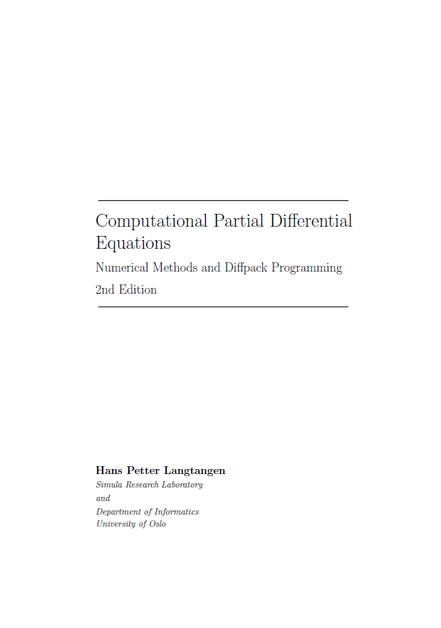 Computational Partial Dierential Equations