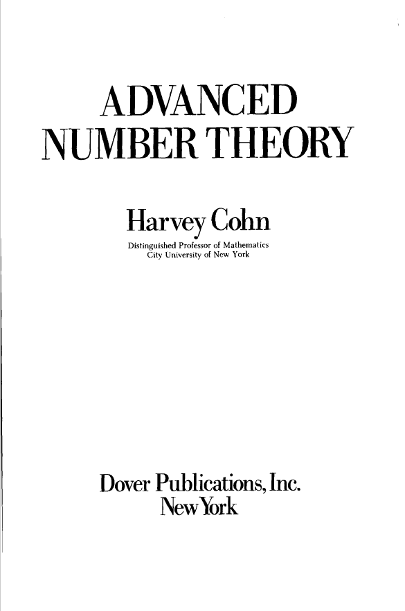 ADVANCED NUMBERTHEORY