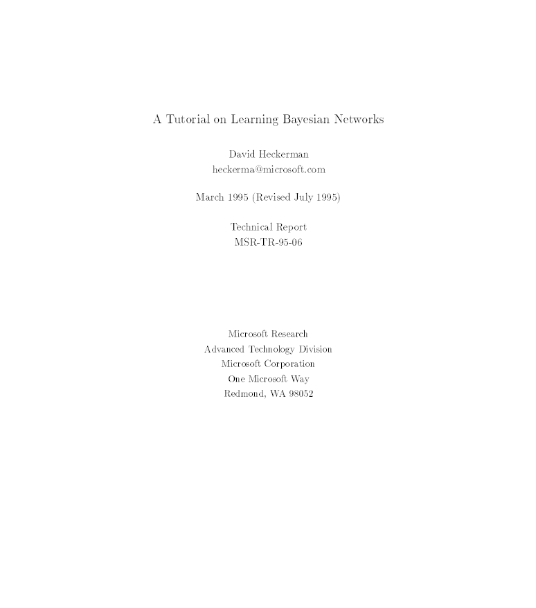 A Tutorial On Learning bayesian net works