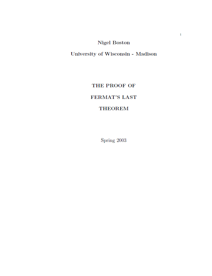 THE PROOF OF FERMAT’S LAST THEOREM