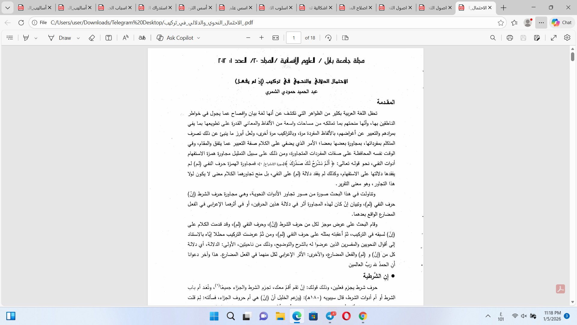 الاحتمال  النحوي والدلالي في تركيب Cover