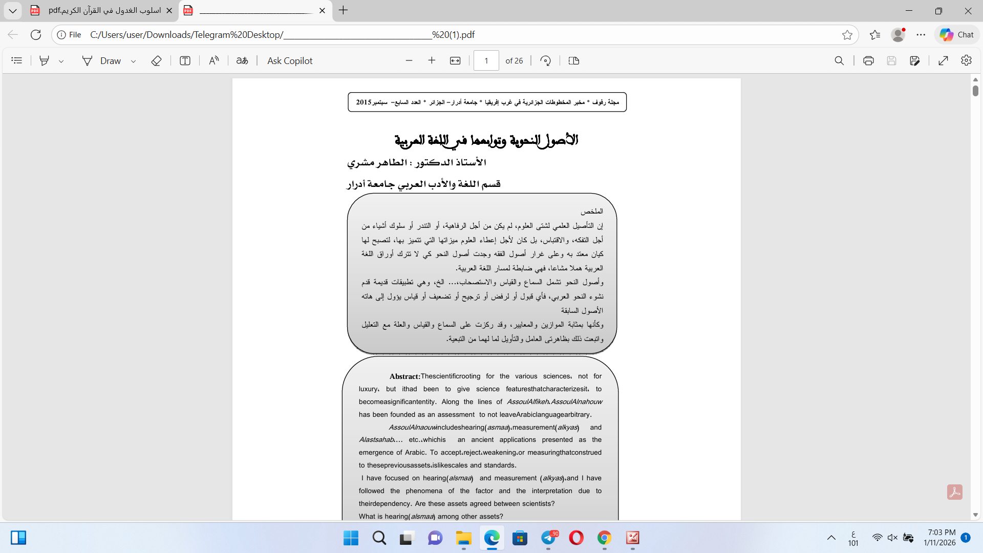 الأصول النحوية وتوابعها في اللغة العربية Cover