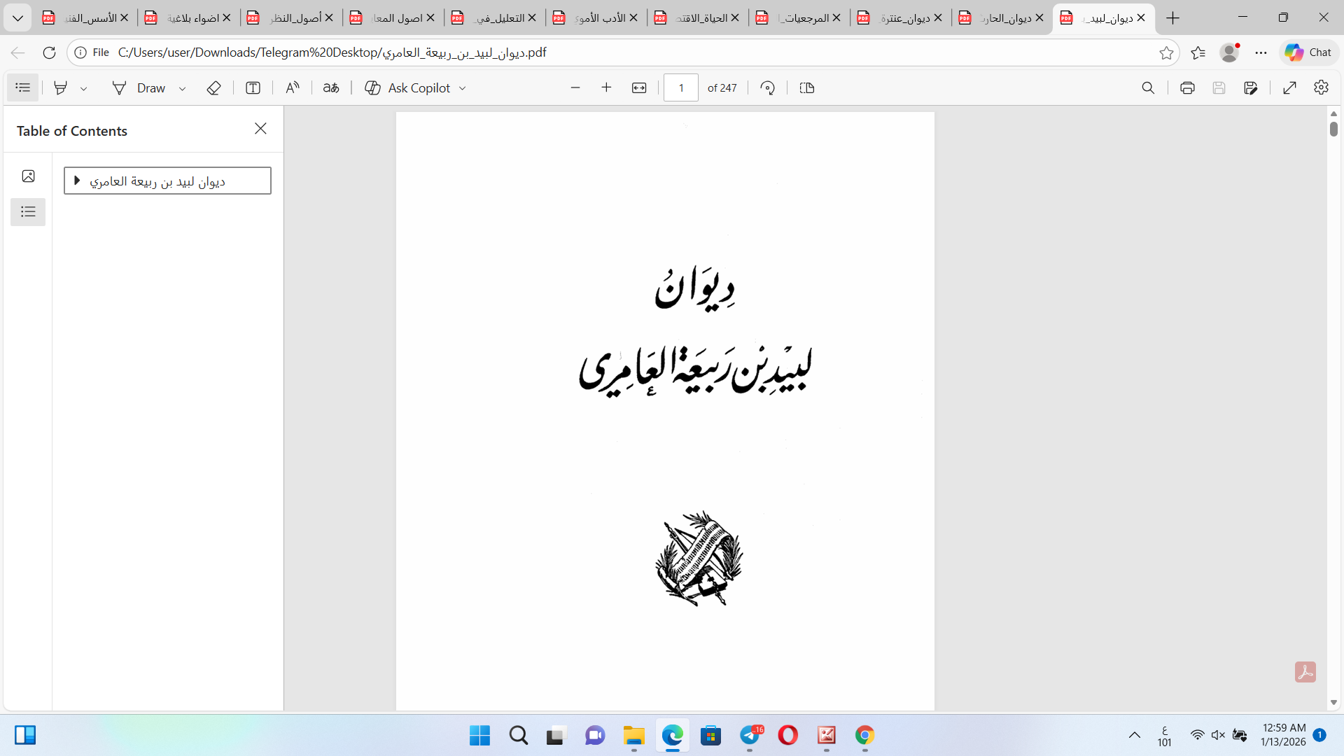 ديوان لبيد بن ربيعة العامري Cover
